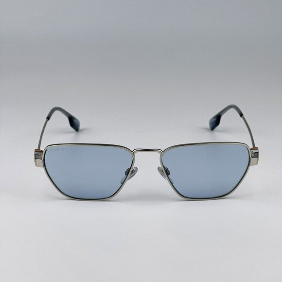 Burberry BE3146 100572 Sunglasses Silver Light Blue Geometric Unisex - Picture 4 of 9